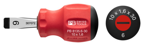 Schlitz-Schraubenzieher PB 8135 SwissGrip Stubby